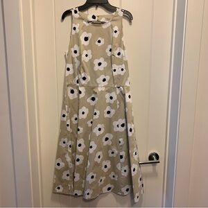 kate spade Beige Floral Midi Dress with White and Black Flowers